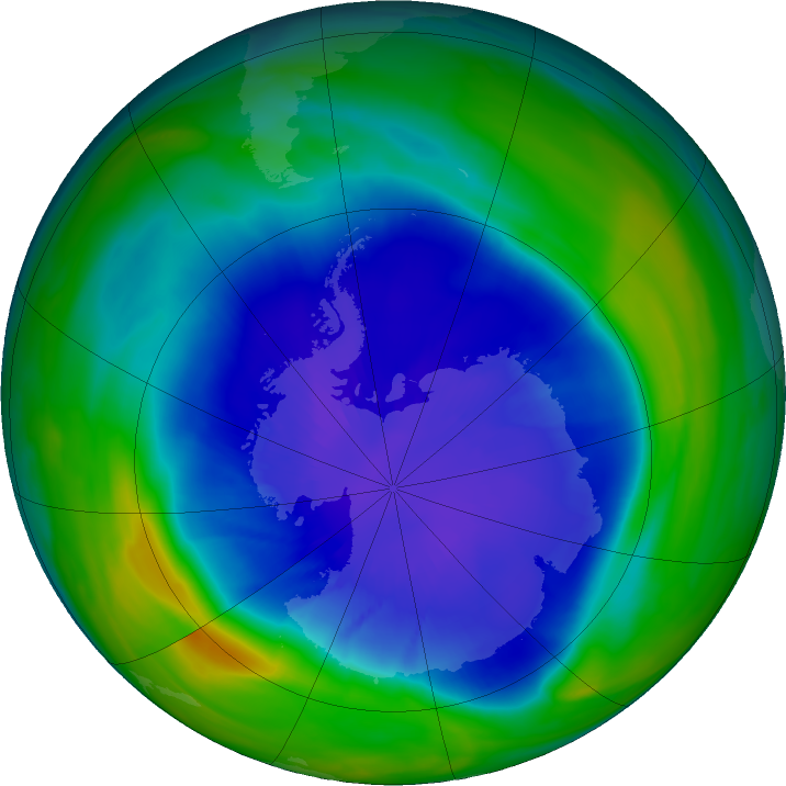 Antarctic ozone map for 15 September 2022
